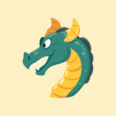 Dragon head flat vector illustration