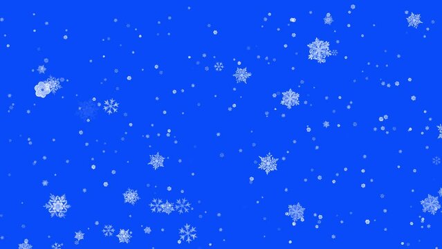 Cartoon Snowfall Loop - White on Blue Screen