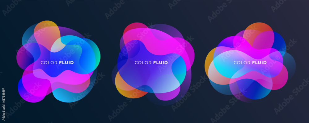 Aufkleber set of abstract curved liquid shapes. bright fluid colors. vibrant color gradients for creative grap