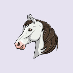 White horse head, vector illustration