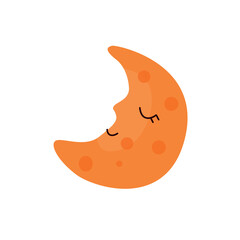 moon character. Vector illustration in flat design style.