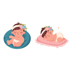 baby  girls . Vector illustration.