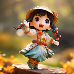 A cute little Chinese girl 3d