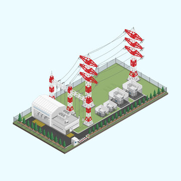 electrical sub station with isometric graphic
