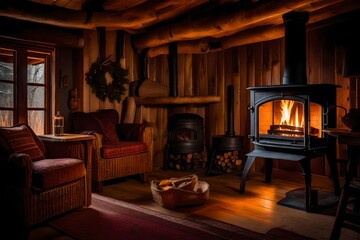 The crackling of the wood and the warmth of the flames create a comforting ambiance, perfect for a quiet winter's evening