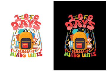 100 days of school kids tshirt design