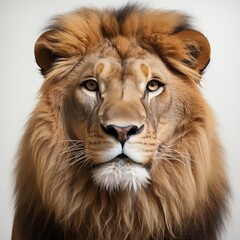 King of the Jungle Brown Maned Lion Isolated Generative AI