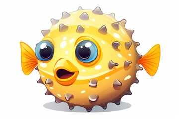 Pufferfish icon on white background