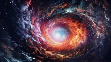Black hole of space involves stars, greased bright multi-colored abstract background,Ai