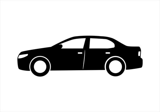 Modern car sedan flat icon. Vector illustration isolated on a white background. Car silhouette on white background. Vehicle icons set view from side
