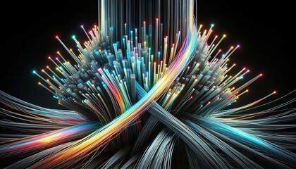Network Complexity - Intertwined Optical Fiber Spectrum Neon Lights
