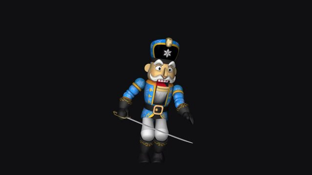 Nutcracker Dancer - Disco Loop - Artistic 3D animation isolated with alpha channel on transparent background