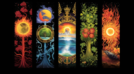 Five elements of nature air water fire earth space creation of natures forceAi