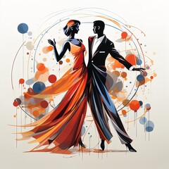 Couple Man And Woman Dancing. Vintage Dance Stock Vector set collection of abstract vector illustration, Image for advertising, Banner, Magazines - obrazy, fototapety, plakaty