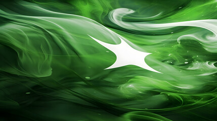 waving colorful national flag of pakistan on a gray background with text independence day ,Generative Ai - obrazy, fototapety, plakaty
