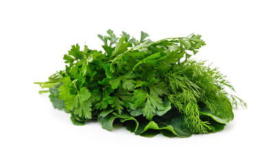 Bunch of parsley and dill with spinach.