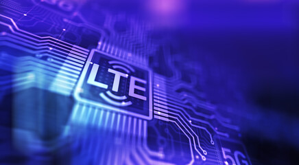 LTE band, mobile internet and telecommunication technology concept on virtual screen.