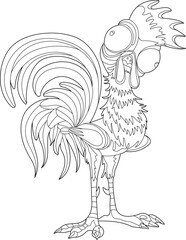 Chicken Outline Vector illustration. Chicken Coloring Pages. Animal Vector Illustration. Coloring Pages For Kids and Adults. Coloring Book For Kids and Adults. Black and White Chicken Illustration.