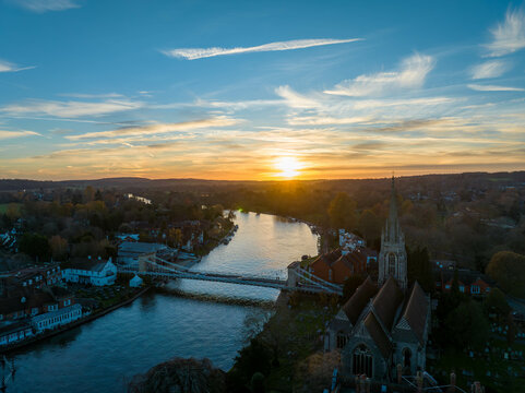 sunset over the river Thames in Marlow