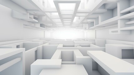 white and grey abstract rectangles perspective background. wallpaper, banner. generative AI