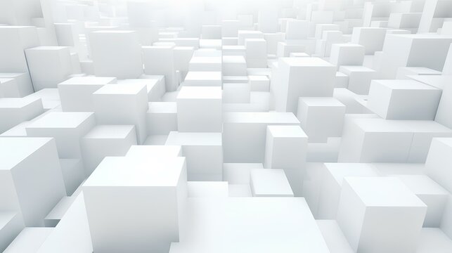 white and grey abstract rectangles perspective background. wallpaper, banner. generative AI © yj