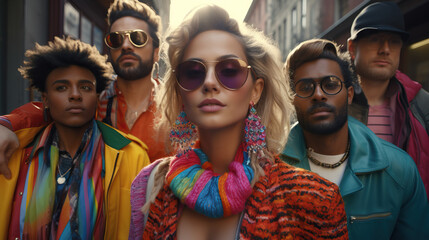 Mismatched Clothing Party: A group of individuals dressed in mismatched clothing, maybe wearing multiple layers of clothes in clashing colors, pretending they are fashion icons.