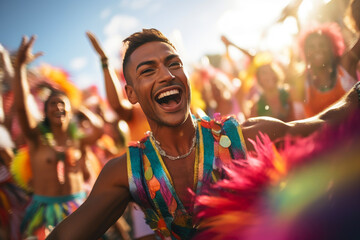 Energetic Spanish Dancer Embracing Tenerife Carnival Festivities - obrazy, fototapety, plakaty
