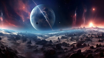 360 degree space nebula panorama, equirectangular projection, environment map. HDRI spherical panorama,Generative Ai