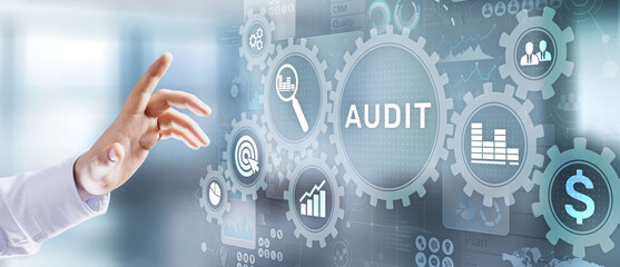Audit - official financial examination for business as concept on virtual screen.