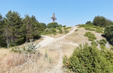 Vodno Mountain outside of Skopje, North Macedonia, know for its large metal cross