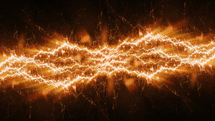 Fire and ice fractal lightning background, electrical abstract - 687599530