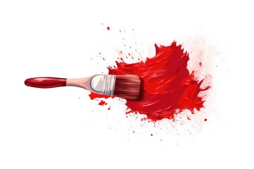 Red icon with brush on white background