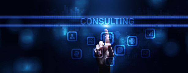 Consulting firm service business finance solutions concept.