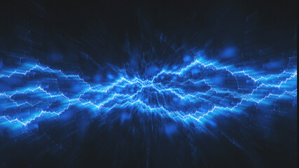 Blue fractal lightning background, electrical abstract - 687599999