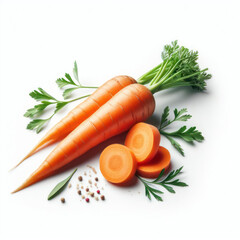 Photo Fresh carrot isolated on white background. ai generative - obrazy, fototapety, plakaty
