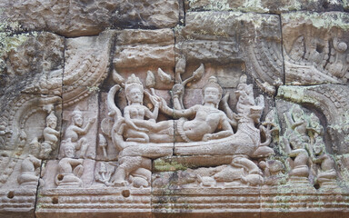 Fototapeta na wymiar Preah Khan Temple in Angkor, Cambodia, was created by Jayavarman VII in the 12th century