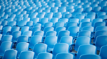 tribune with blue chairs