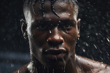 Fototapeta premium Dynamic Sports Moment: Boxer's Front-Lit Shot