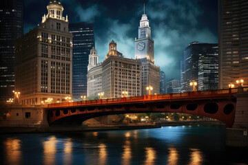 Obraz premium Urban Elegance: Chicago Bridge Time-lapse