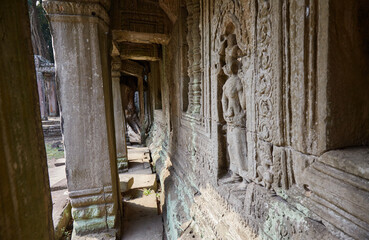 Preah Khan Temple in Angkor, Cambodia, was created by Jayavarman VII in the 12th century