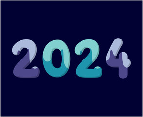Happy New Year 2024 Abstract Graphic Design Vector Logo Symbol Illustration With Blue Background