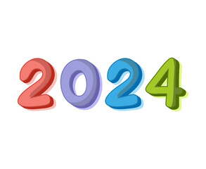 Happy New Year 2024 Abstract Multicolor Graphic Design Vector Logo Symbol Illustration