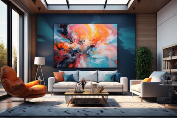 modern living room with elegant furniture and big windows