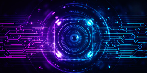 2d illustration Abstract futuristic electronic circuit technology background