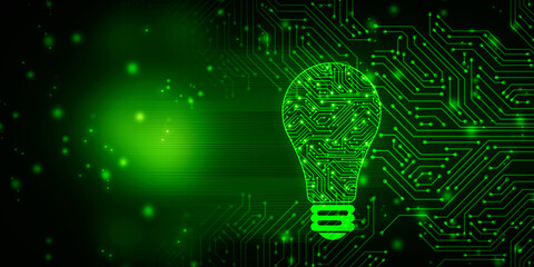 

2d illustration bulb future technology, innovation background, creative idea concept 
