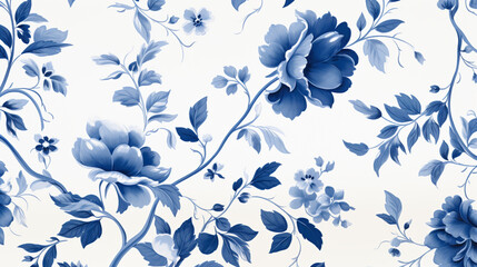 Fototapeta na wymiar Floral in blue and white. abstract botanical pattern.