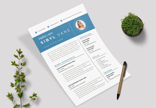 Blue and White Resume and Cover Letter Layout