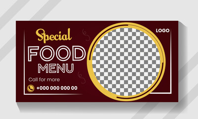 Abstract fast food billboard banner design template.
