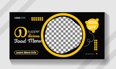 Abstract fast food billboard banner design template.