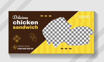 Abstract fast food billboard banner design template.
